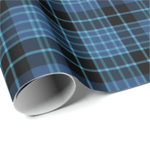 Papel De Presente Escocês Clergy Tartan Blue e Black Xadrez