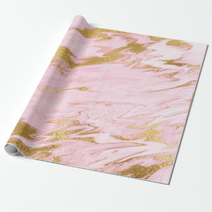 Papel De Presente Escovas brilhantes de mármore Pastel cor-de-rosa