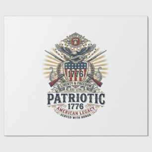 Papel De Presente Escudo de Batalha Patriótico 1776 Símbolo Inspirad