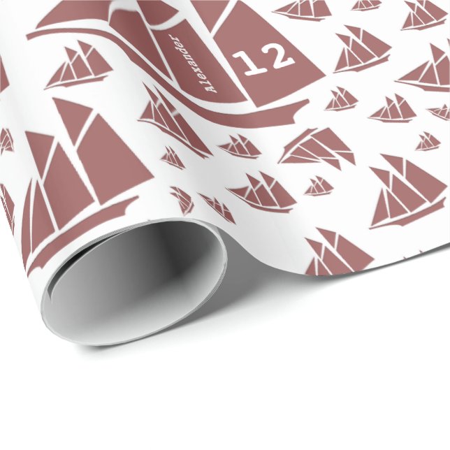 Papel De Presente Escuna vermelha e branca feita sob encomenda do (Ponta do rolo)