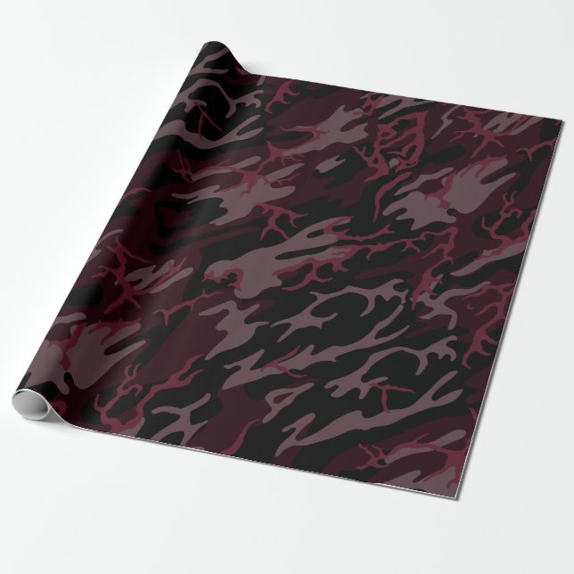 Papel De Presente Escuro - Camo vermelho (Desenrolado)