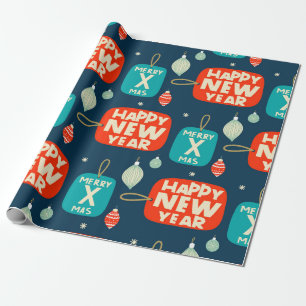 Papel De Presente Esferas de Natal e ornamentos, padrão de colheita