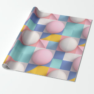 Papel De Presente Esferas de Pastel 3D e Padrão Geométrico