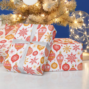 Papel De Presente Esferas vermelhas Padrão de Natal