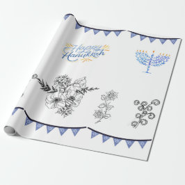 Papel De Presente Esfregando Papel Hanukkah minimalista moderno
