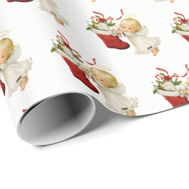 Papel De Presente Esfregando Papel-Pequeno Anjo de Natal (Ponta do rolo)