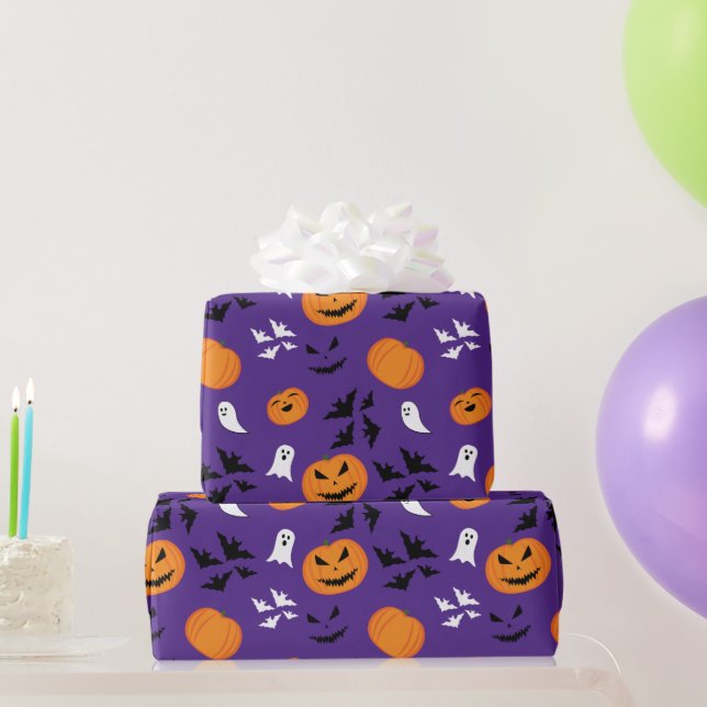 Papel De Presente Esfregões de abóboras do Halloween morcegos divert (Presentes para festas)