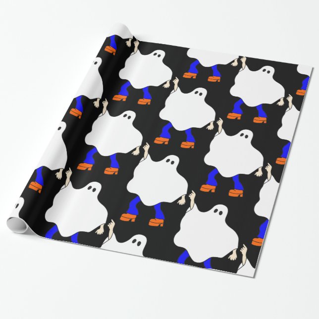 Papel De Presente Esfregona fantasma de halloween da discoteca dos a (Desenrolado)