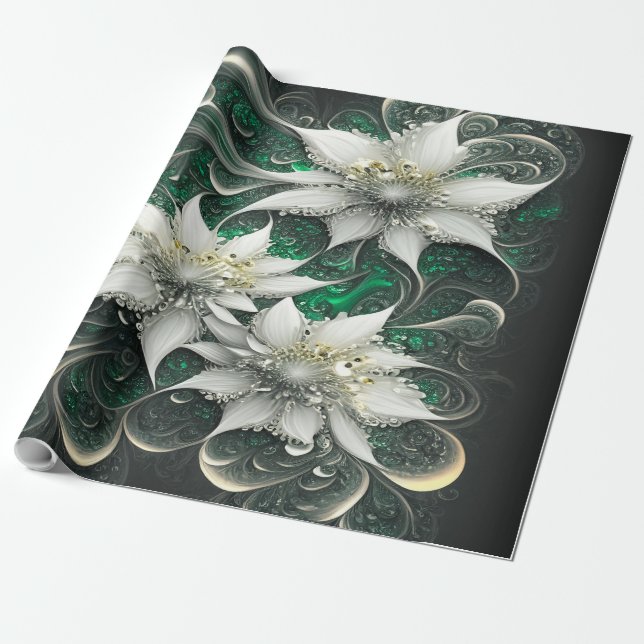 Papel De Presente Esmeralda Profunda (Desenrolado)