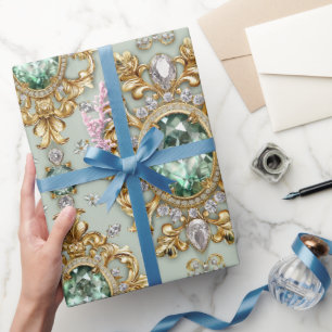 Papel De Presente Esmeraldas e Ouro