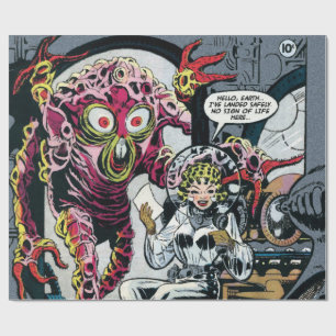 Papel De Presente Espace o 50 engraçado Sci retro Fi das aventuras