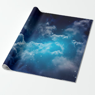 Papel De Presente Espaço do céu noturno com nuvens e estrelas,noite,