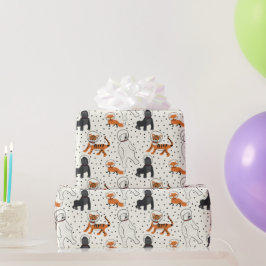 Papel De Presente Espaço é Astronautas Selvagens Animais Padrão