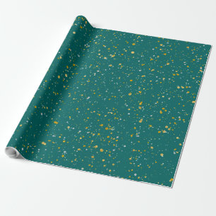 Papel De Presente Espaço elegante dos confetes - verde da cerceta &
