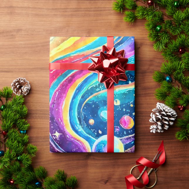 PAPEL DE PRESENTE ESPAÇO EXTERIOR | DESIGN DE GALÁXIA (Presente de Natal)