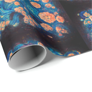 Papel De Presente Espaço Mimosa Ouro Nebula Blossom