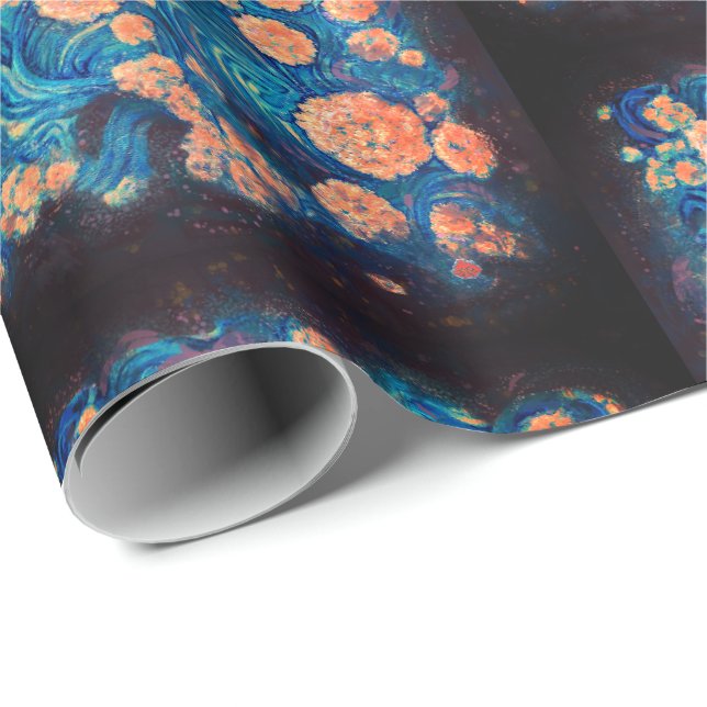 Papel De Presente Espaço Mimosa Ouro Nebula Blossom (Ponta do rolo)