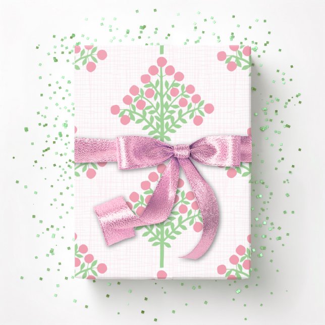 Papel De Presente Espalier Bloom in Pink and Green (Criador carregado)