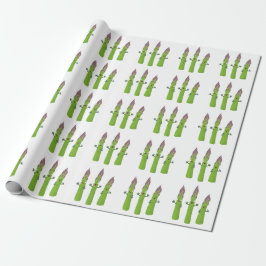 Papel De Presente Espargos lindos cantando cartoon de trio vegetal