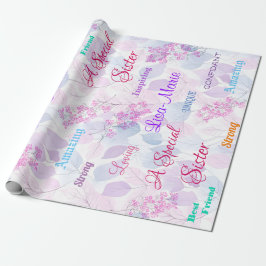 Papel De Presente Especial Irmã Especial Floral Rosa Atencioso e Sen