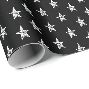 Papel De Presente Espelho das Estrelas preto-e-branco-esbranquiçado 