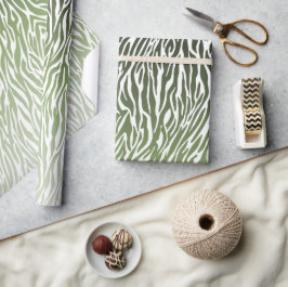 Papel De Presente Espelho de Impressão de Zebra Verde Selvagem