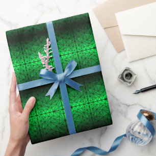 Papel De Presente Espelho de vidro manchado 02.Verde.Linha preta BG