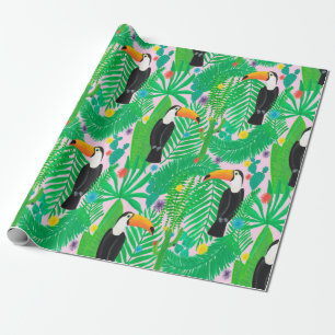 Papel De Presente Espelho sem costura tropical brilhante com t