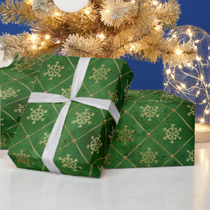 Papel De Presente Espelhos de neve de ouro Elegante padrão homólogo