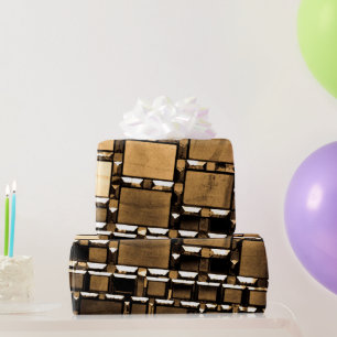 Papel De Presente Espelhos Geométricos Sepia