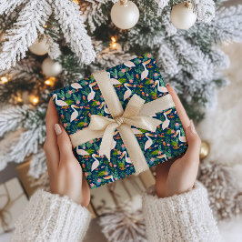 Papel De Presente Espelicanos cúbicos, flores tropicais coloridas