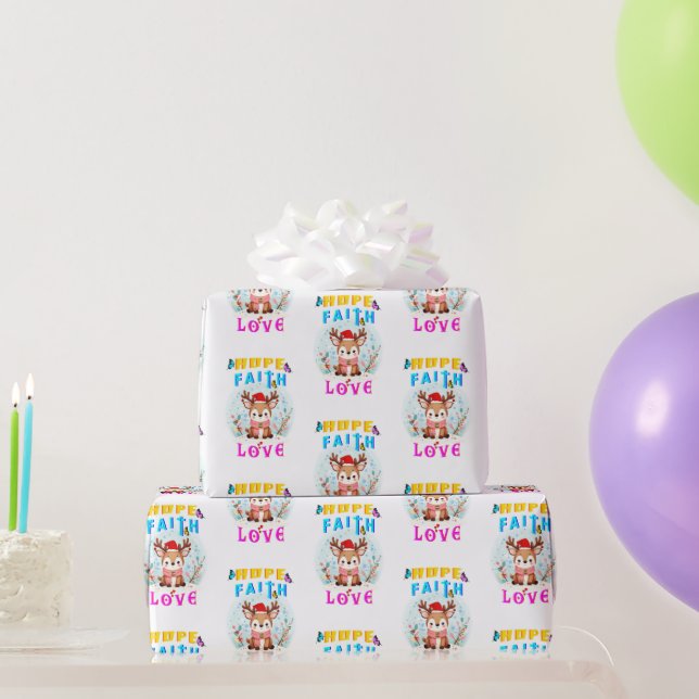 Papel De Presente Esperança Fé Amor (Presentes para festas)