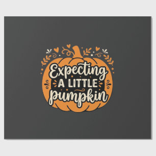 Papel De Presente Esperando um Pequeno Desenho de Abóbora de Hallowe