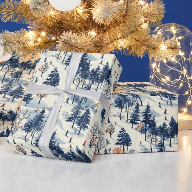 Papel De Presente Espetáculo festivo de esqui de inverno (Feriados)