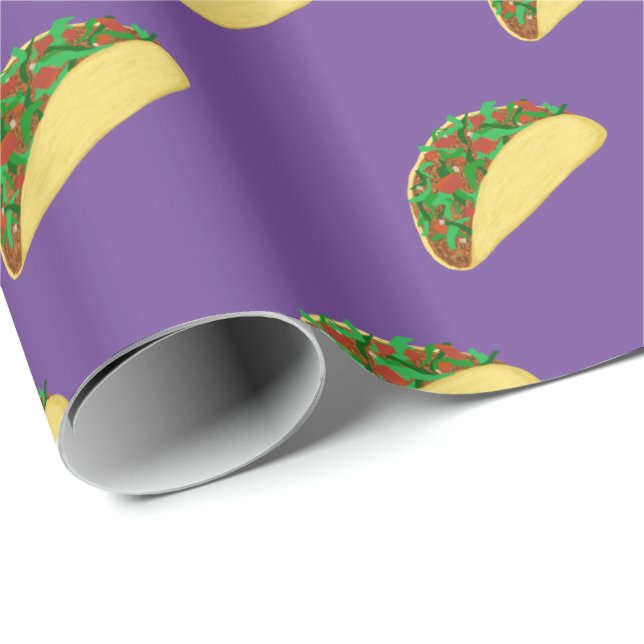 Papel De Presente Espicante! Yummy Taco Pattern on Purple (Ponta do rolo)