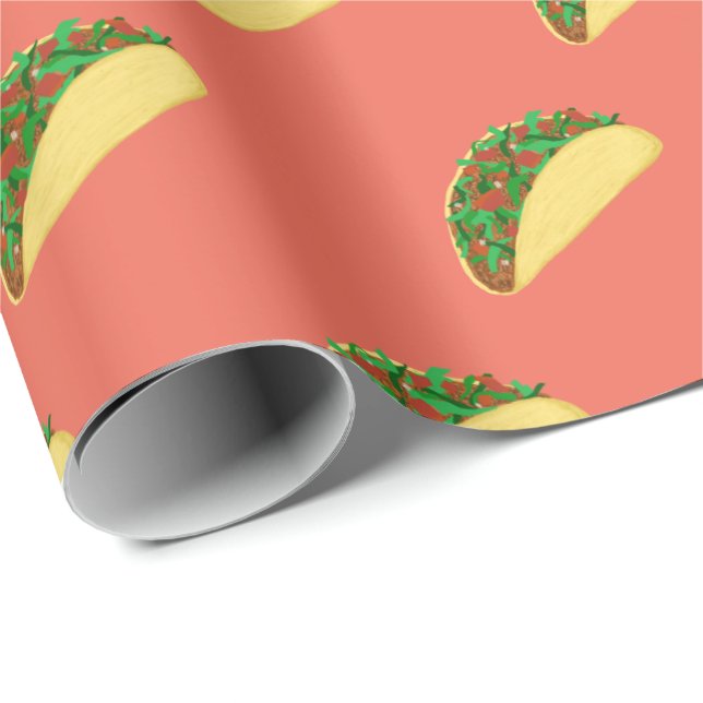 Papel De Presente Espicante! Yummy Taco Pattern on Red (Ponta do rolo)