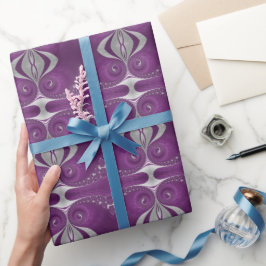 Papel De Presente Espirais Fractais Magenta Psicodélicas 
