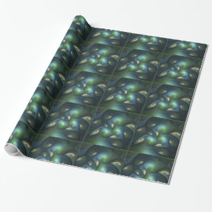 Papel De Presente Espirais Teal Beige Verde Abstrato Fractal