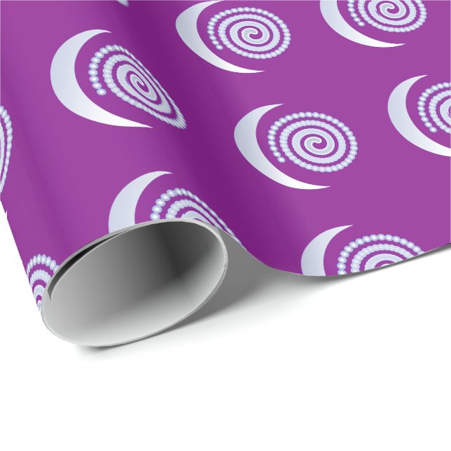 Papel De Presente Espiral da Lua Silver em roxo (Ponta do rolo)