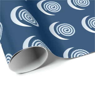 Papel De Presente Espiral de prata da lua em azul escuro