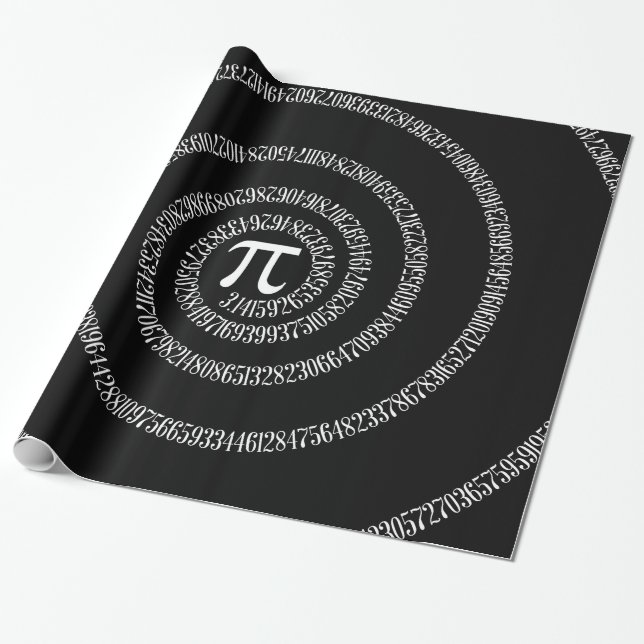 Papel De Presente Espiral para Pi no Estilo Preto (Desenrolado)