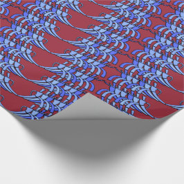 Papel De Presente Espírito da Equipe Art Deco (Cranberry e Blues)