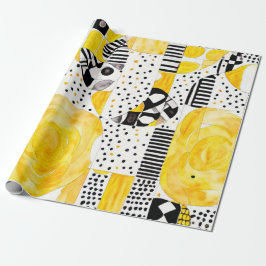 Papel De Presente Espírito Sol: Padrões Amarelos e Nativos