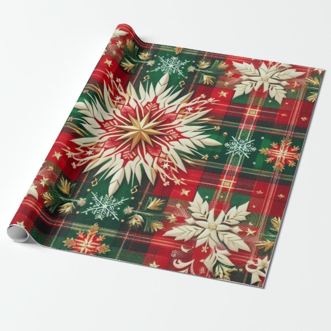 Papel De Presente Esplendor de Floco de Neve (Desenrolado)