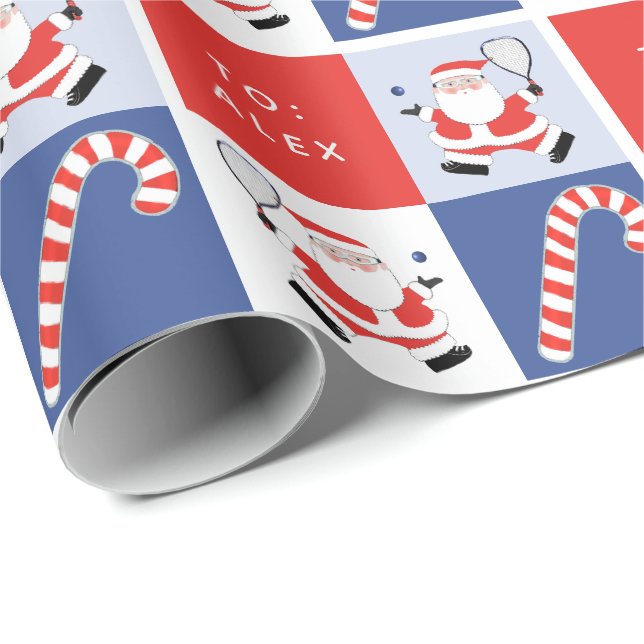 Papel De Presente Esportes de Raquetebol Natal Feriado (Ponta do rolo)