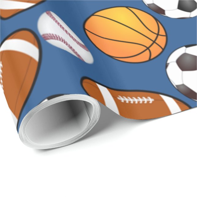 Papel De Presente Esportes futebol soccer beisebol basquete Padrão (Ponta do rolo)