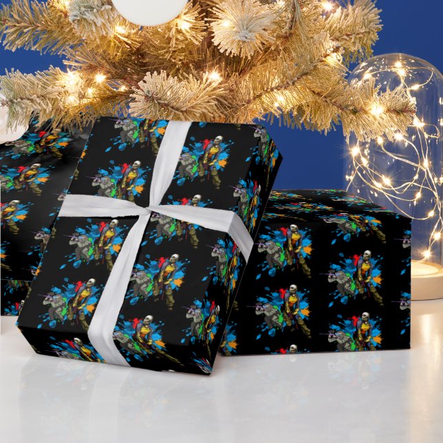 Papel De Presente Esportes Pintball Warriors Paint Splatter (Feriados)