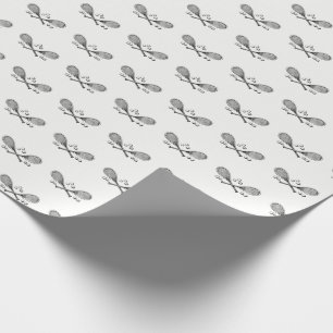 Papel De Presente Esportes Vintage Cruzando Tênis Racquet Tênis Ball