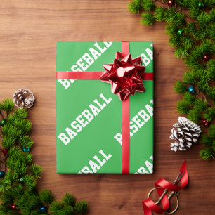 Papel De Presente Esportivo Atlética Verde Brilhante Texto BASEBALL 