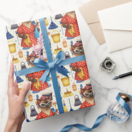 Papel De Presente Esposa Dona de Casa Limpadora o gato está limpando